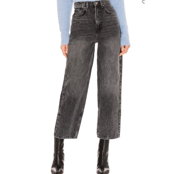 We The Free Denim - We the Free Frank Dad Jean in Black Women's Size 25 Free People Cropped